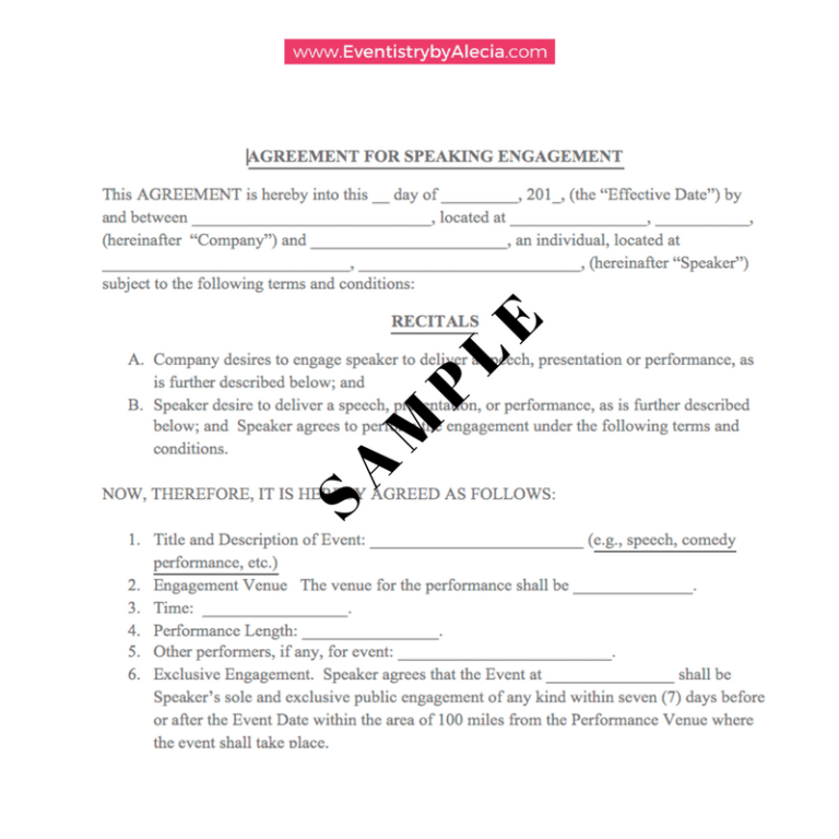 Event / Conference Speaker Contract Template